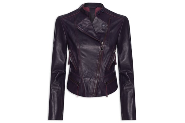 Jaqueta Feminina Couro Motor Clássica - Roxo