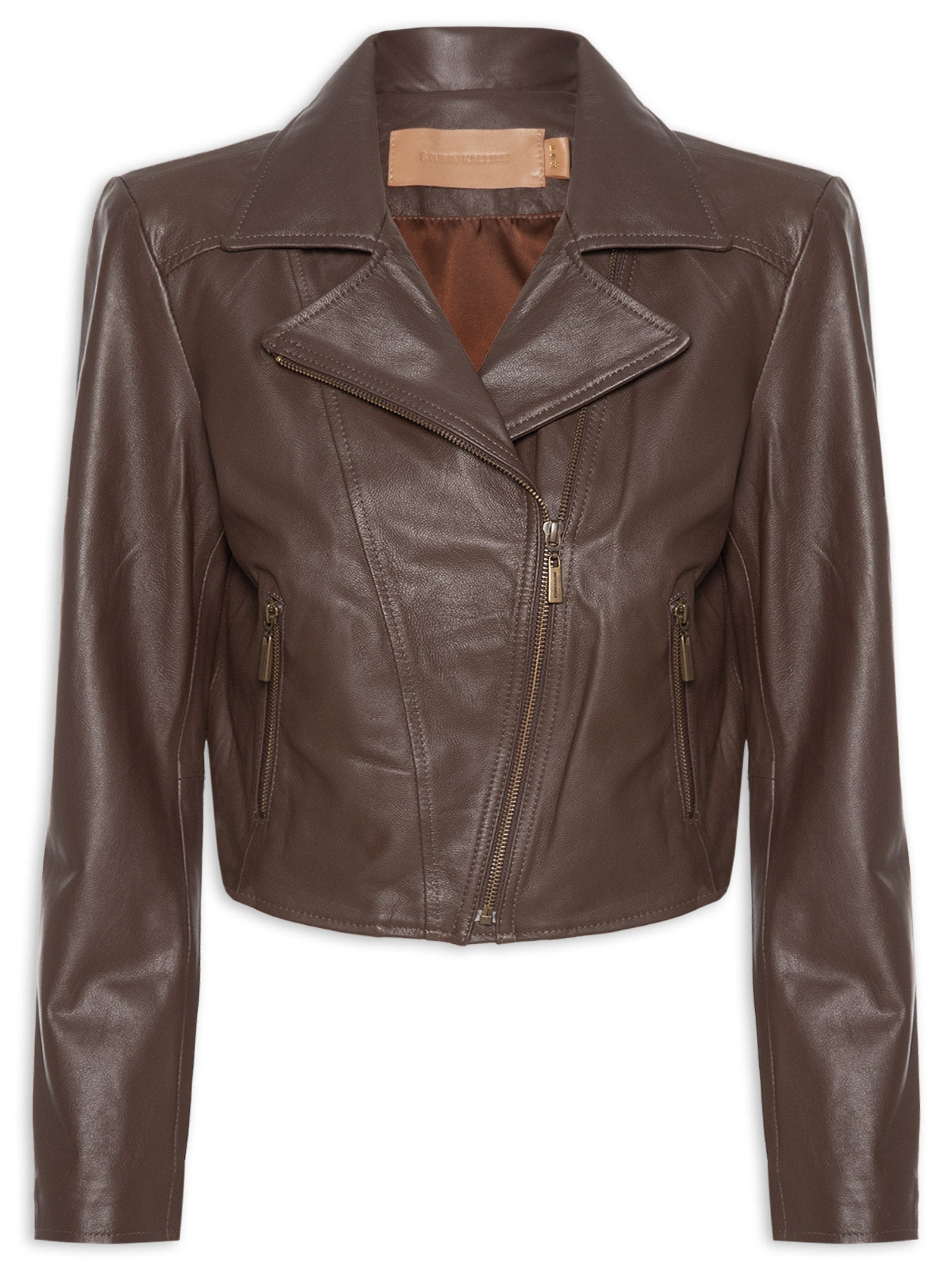 Jaqueta Feminina Couro Perfecto Francis Marrom Studio Kalline