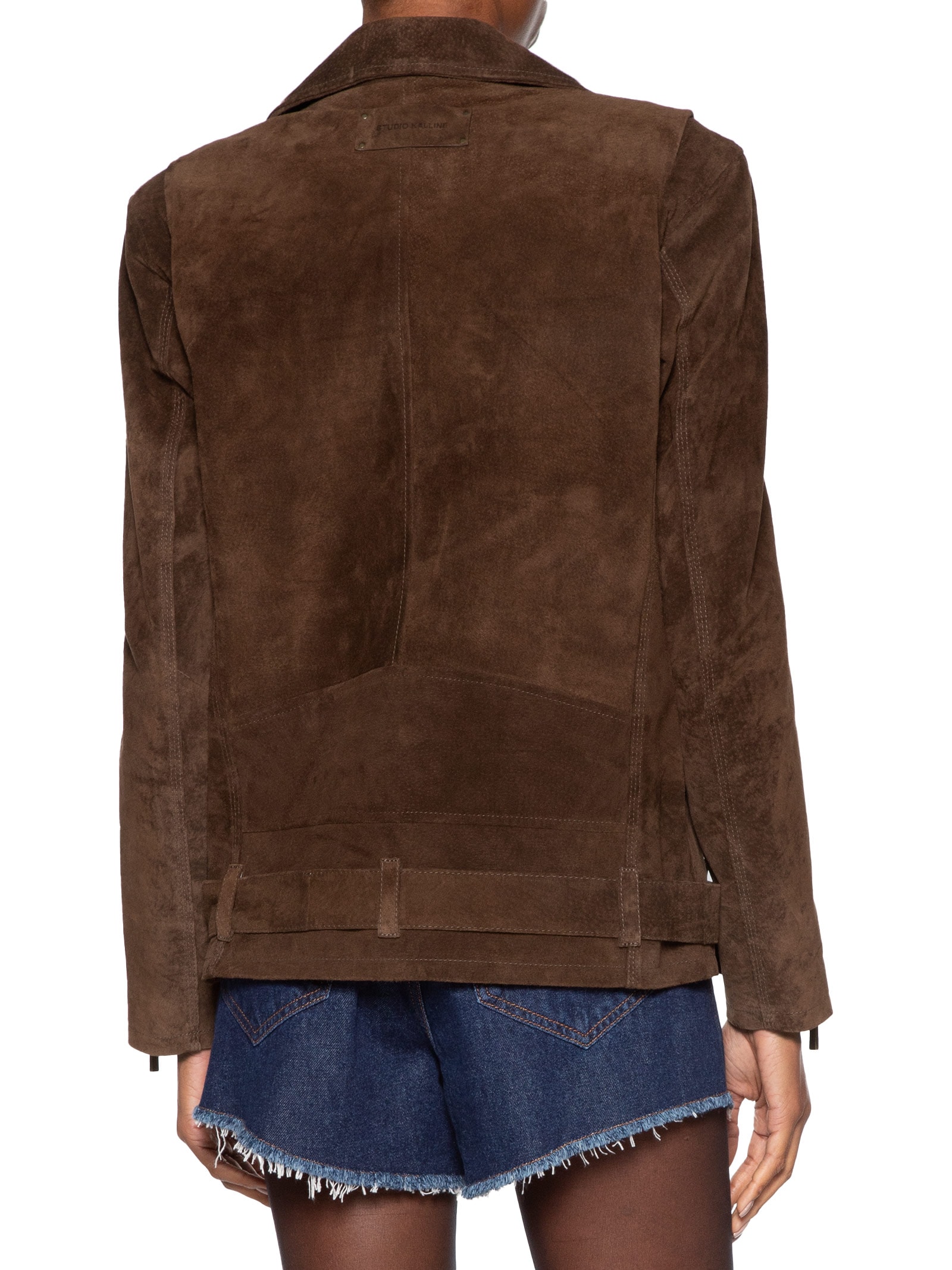 Jaqueta Feminina Couro Perfecto Long Marrom Studio Kalline