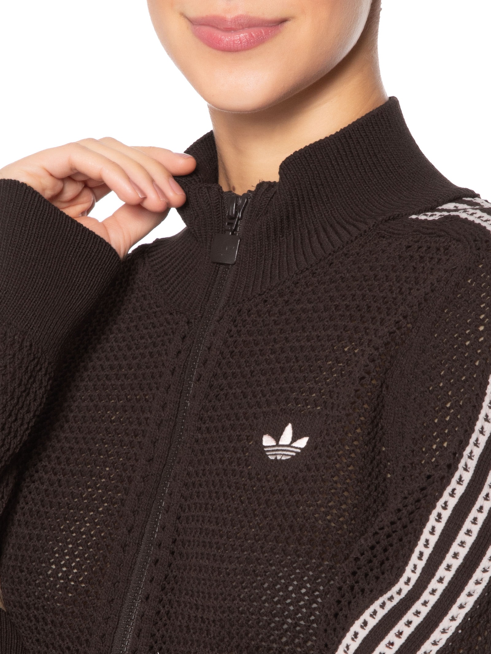 Jaqueta Feminina Crochet Track Top Marrom Adidas Originals
