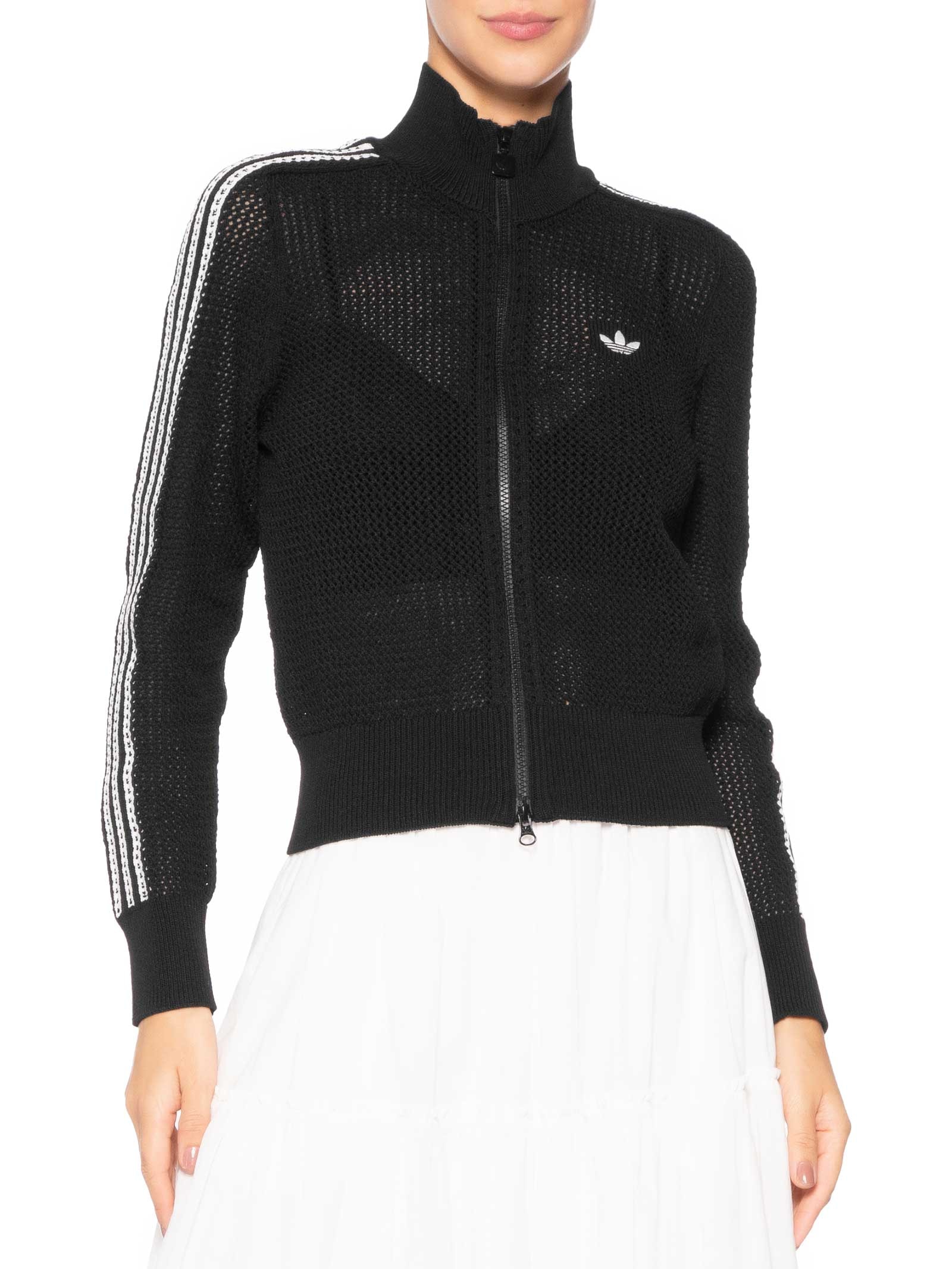 Jaqueta Feminina Crochet Track Top Preto Adidas Originals