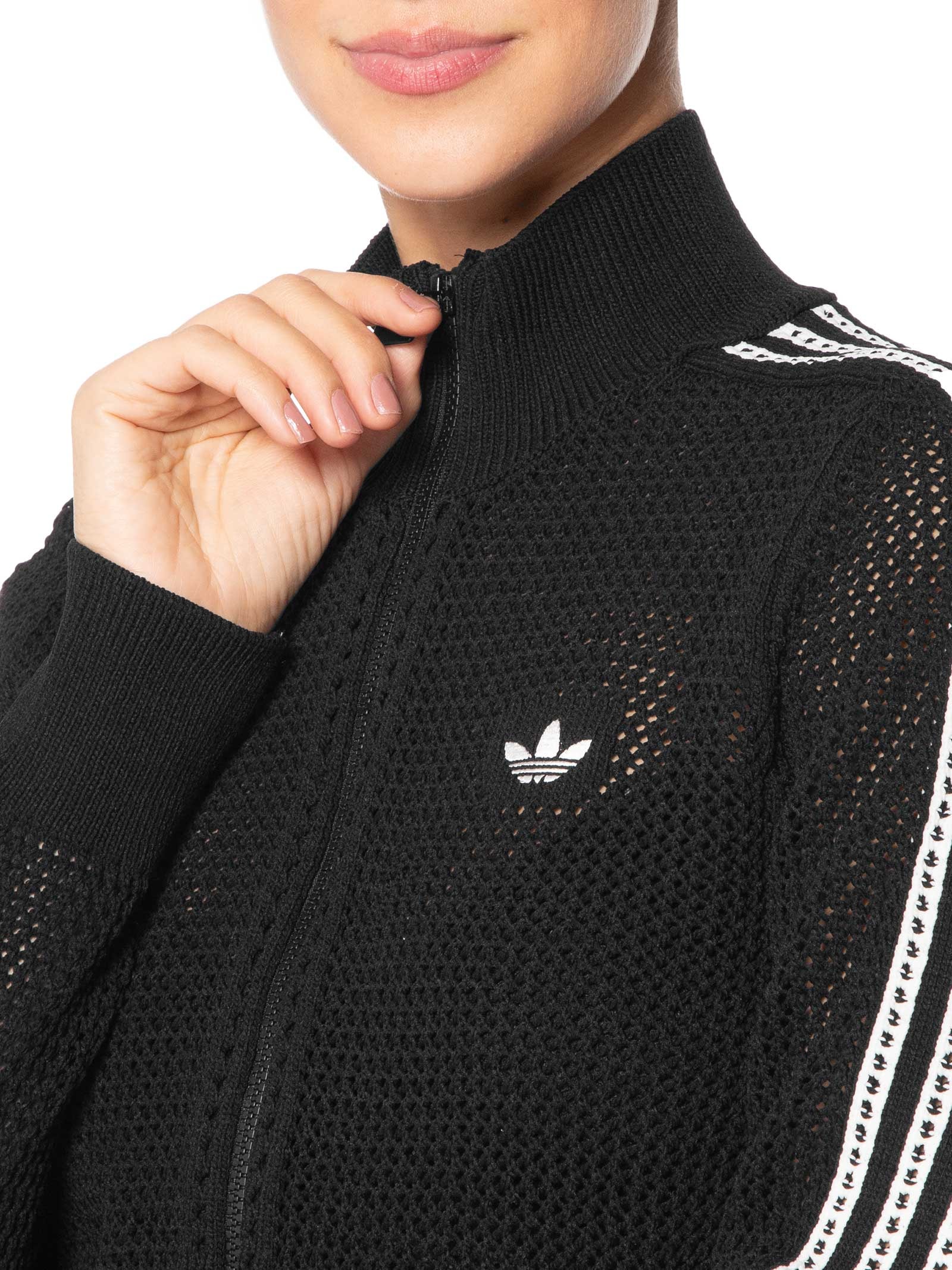 Jaqueta Feminina Crochet Track Top Preto Adidas Originals