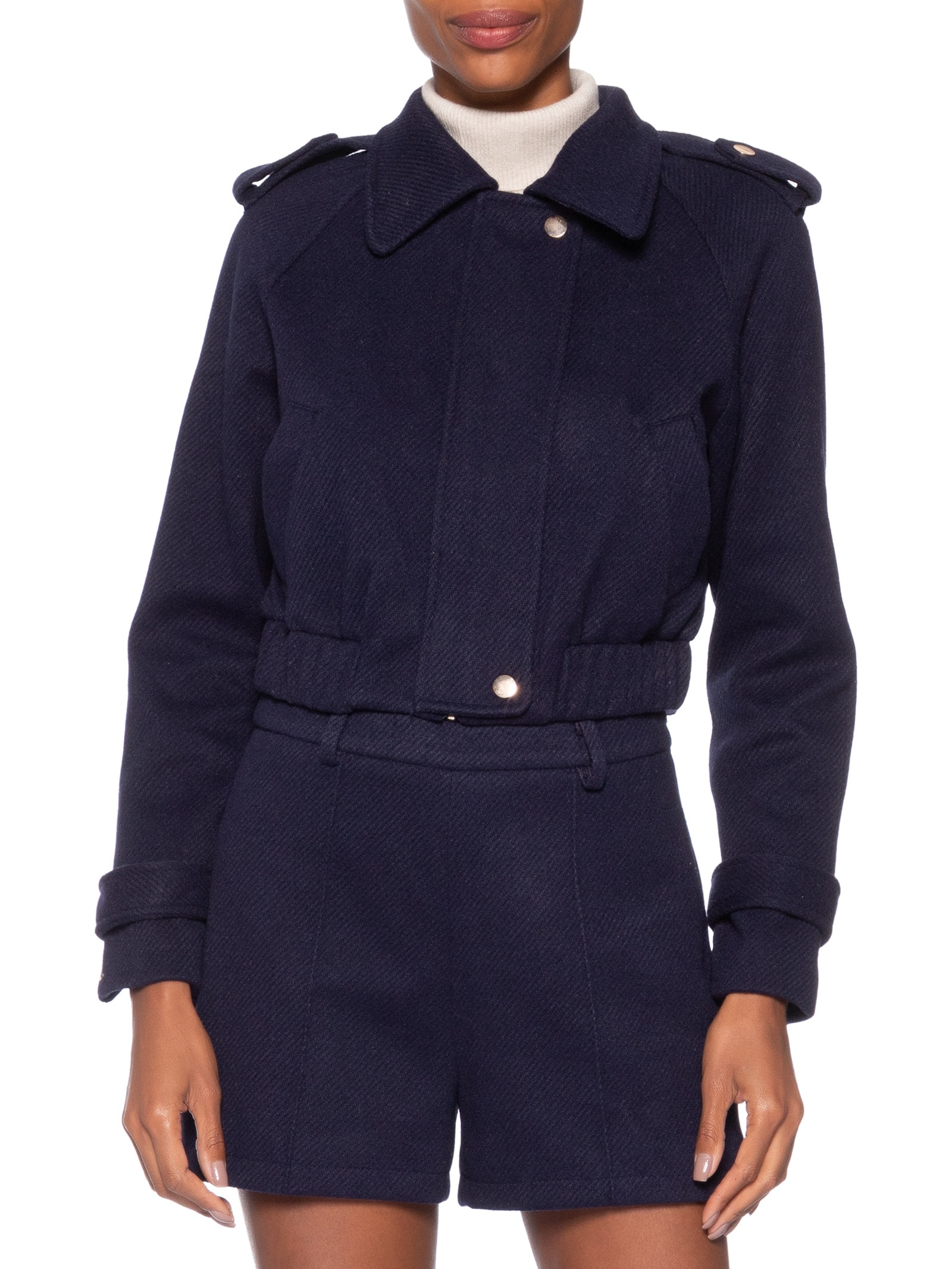 Jaqueta Feminina Cropped Azul Market 33