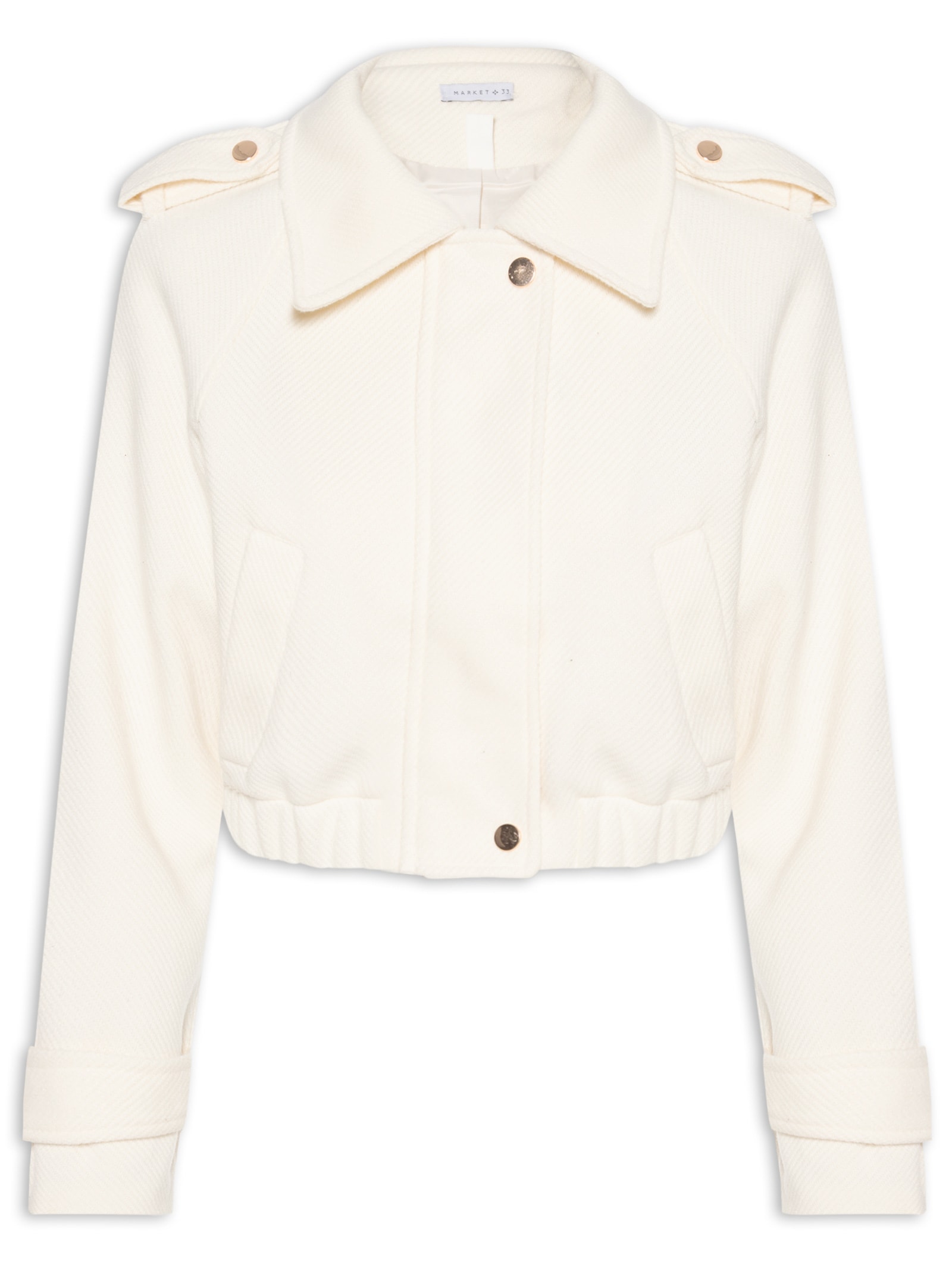 Jaqueta Feminina Cropped Bege Market 33