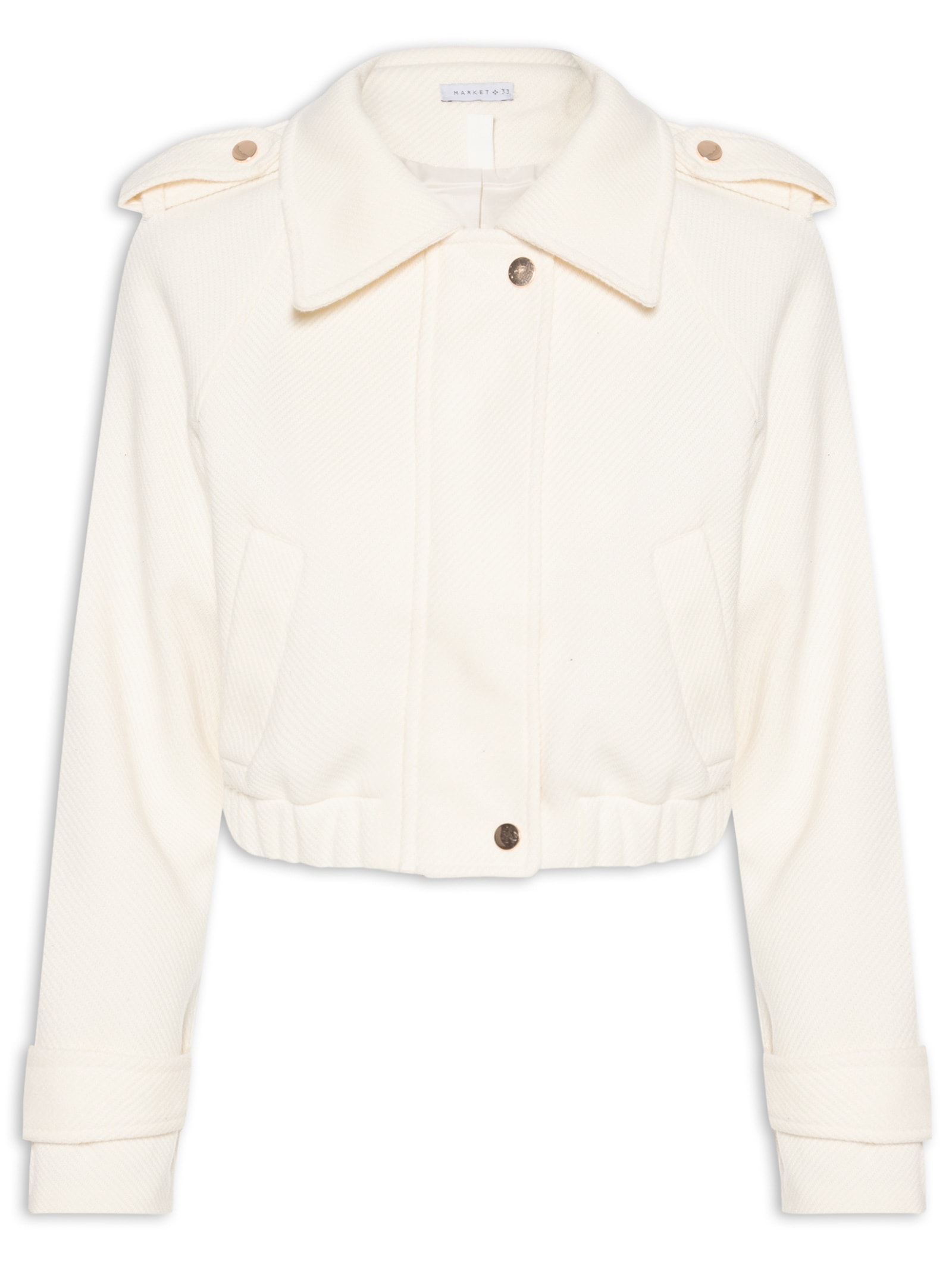 Jaqueta Feminina Cropped Bege Market 33