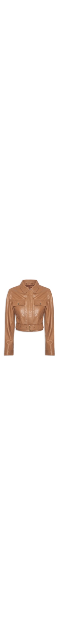 Jaqueta Feminina Cropped Em Couro - Marrom