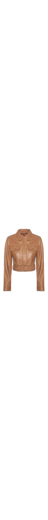 Jaqueta Feminina Cropped Em Couro - Marrom