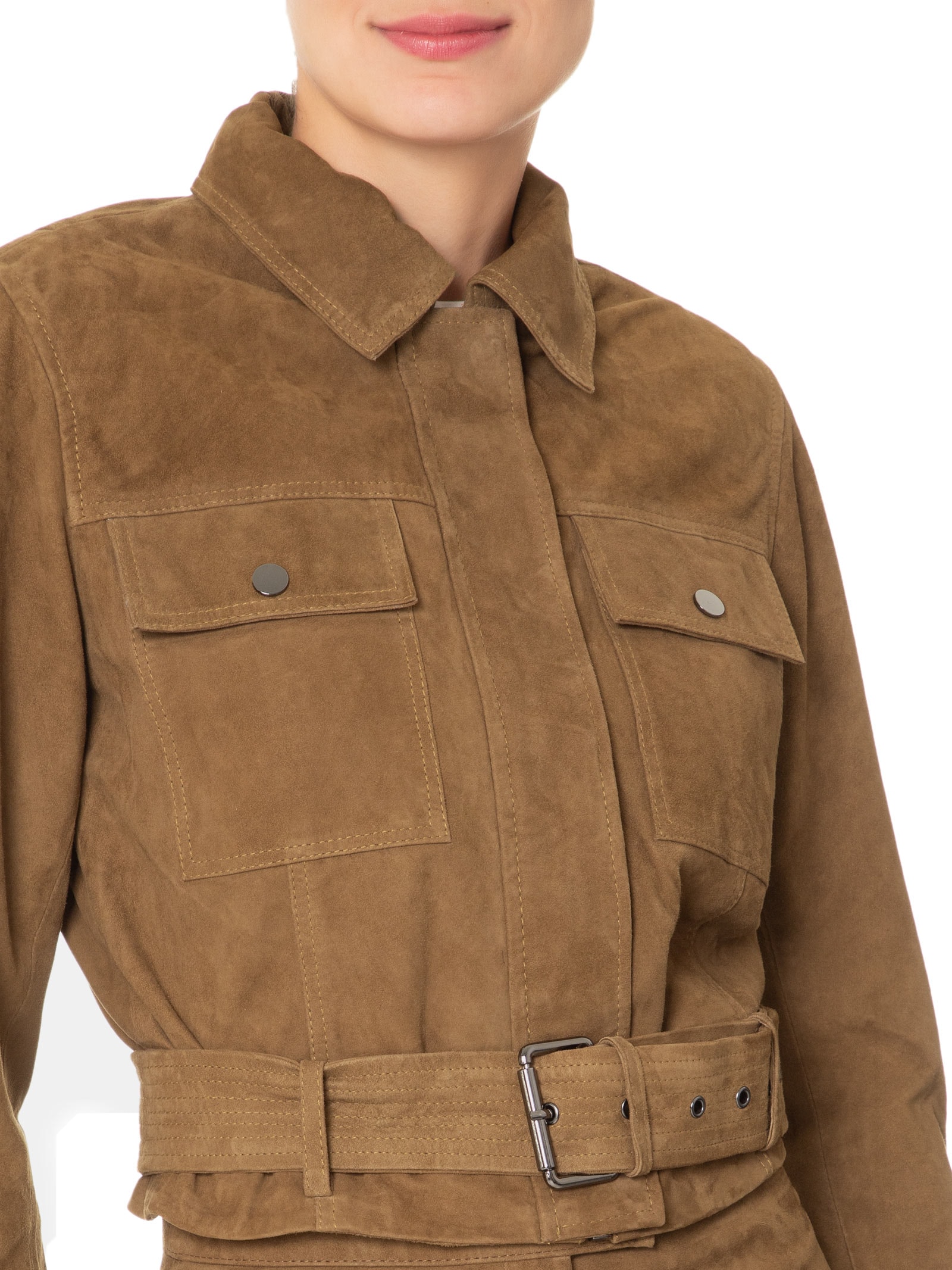 Jaqueta Feminina Cropped Em Suede Marrom '2Essential