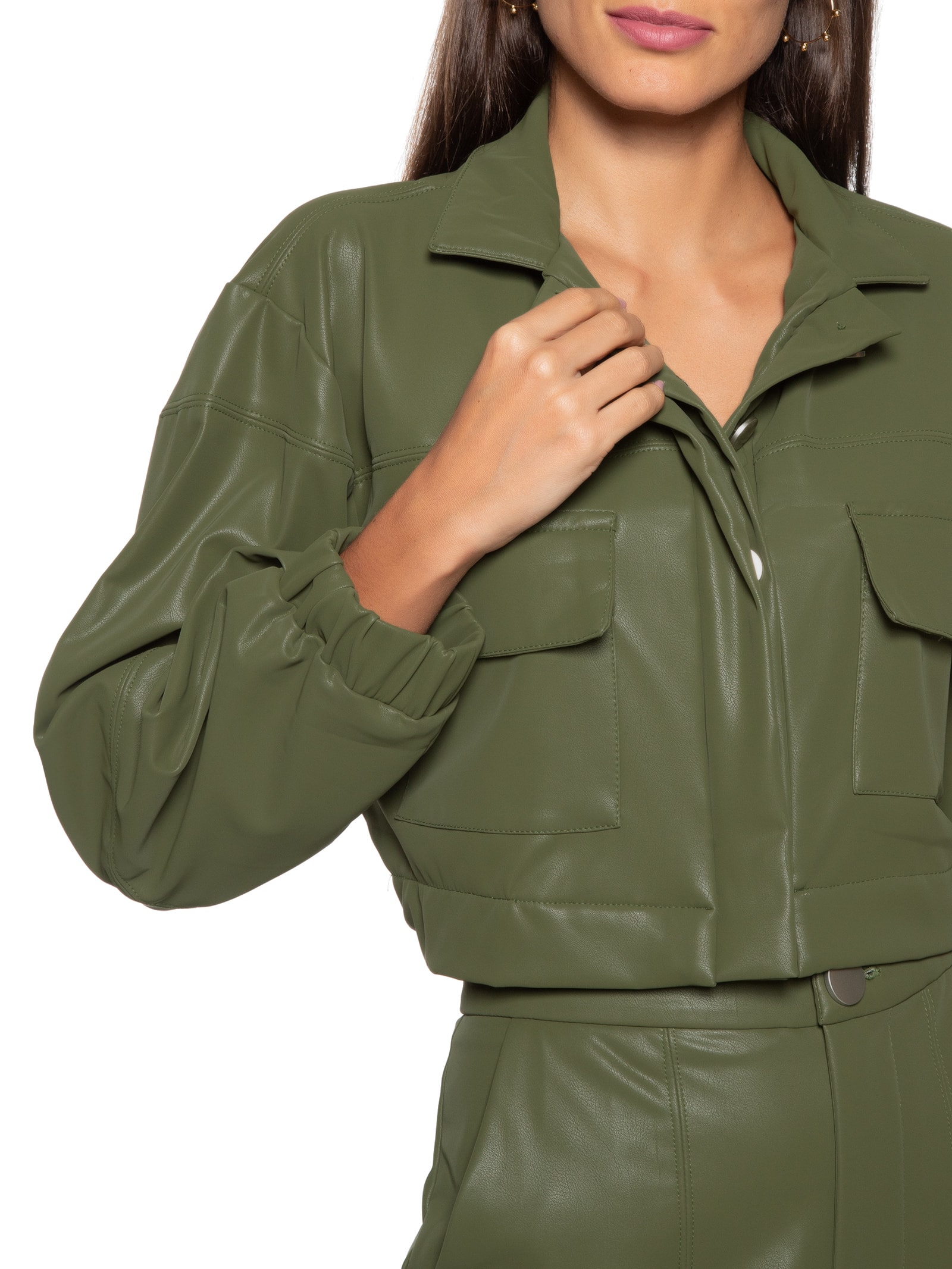 Bomber Jacket Jaqueta Verde Militar Feminina Cropped Jaqueta