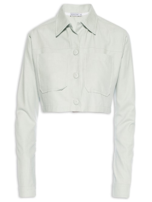 Jaqueta Feminina Cropped Manga Longa - Cinza