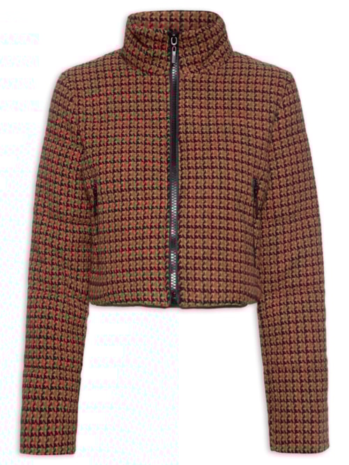 Jaqueta Feminina Cropped – Marrom