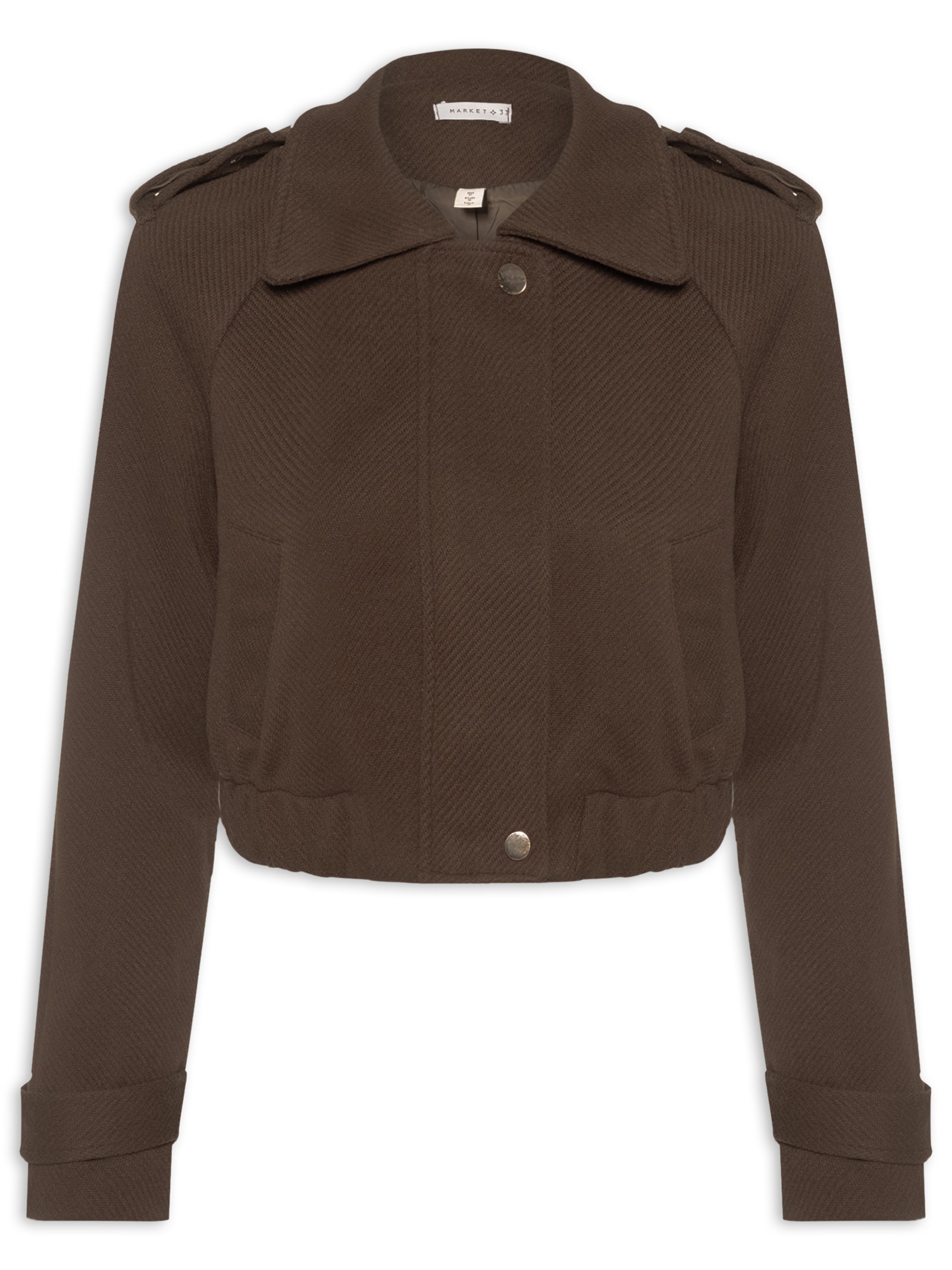 Jaqueta Feminina Cropped Marrom Market 33