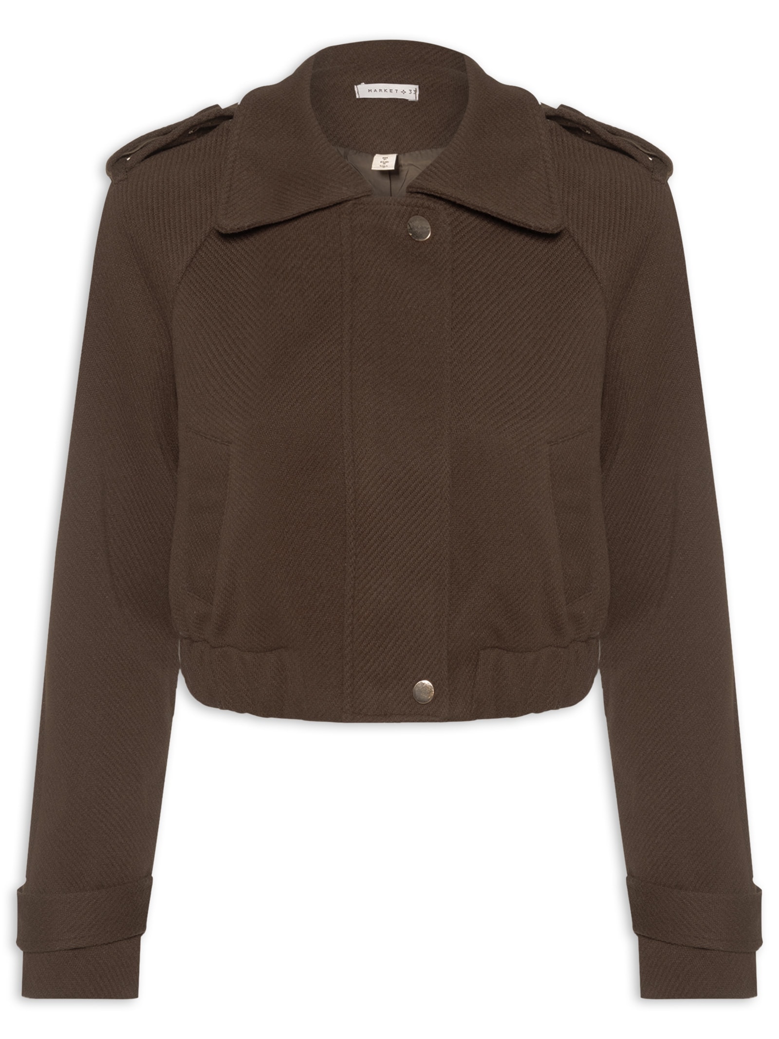 Jaqueta Feminina Cropped Marrom Market 33