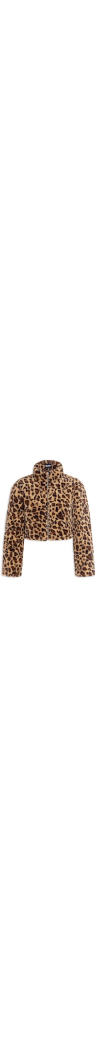 Jaqueta Feminina Cropped Puffer Pelo - Animal Print