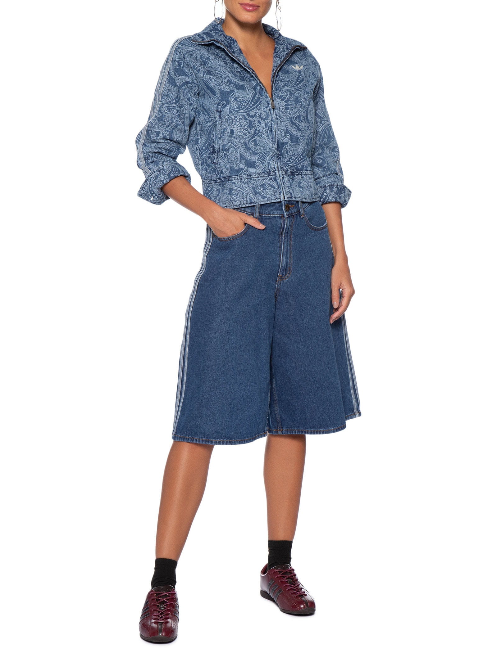 Jaqueta Feminina Curta Jeans Azul Adidas Originals