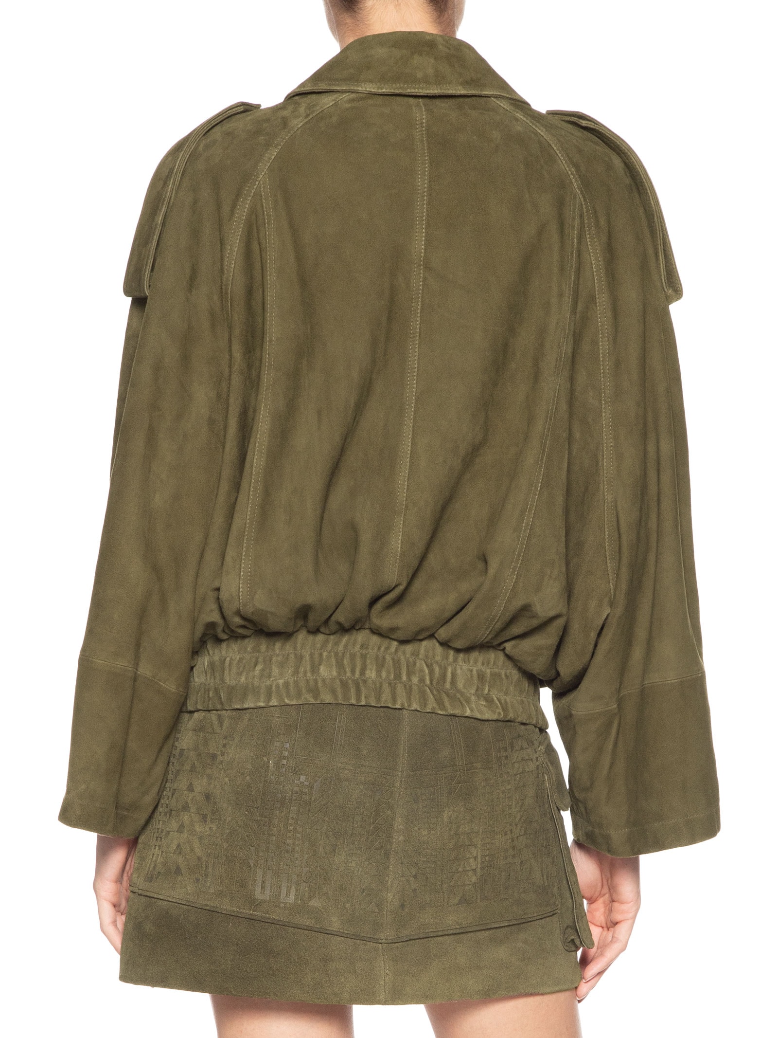 Jaqueta Feminina De Chamois Ampla Barra Elástico Verde Animale