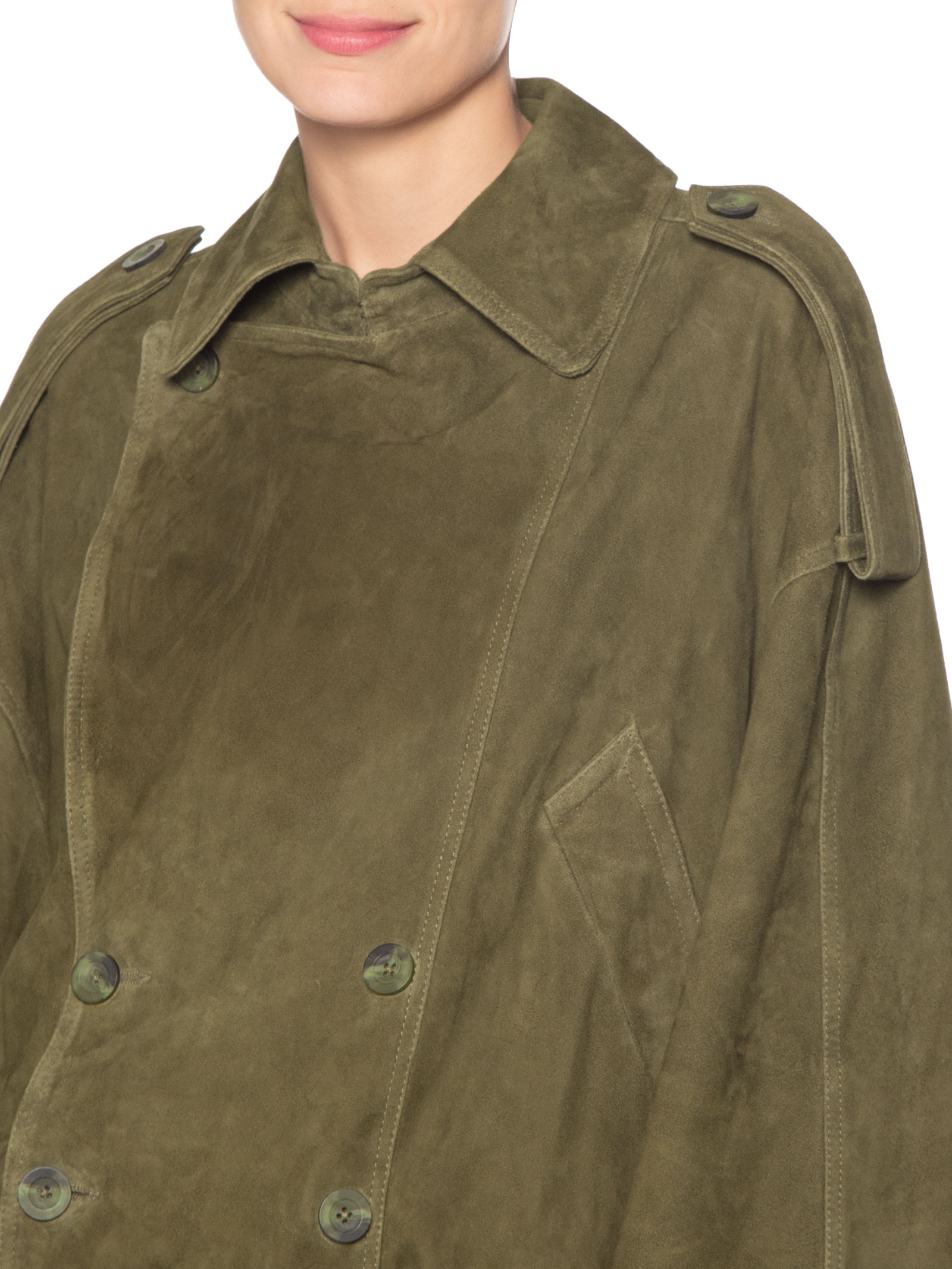 Jaqueta Feminina De Chamois Ampla Barra Elástico Verde Animale