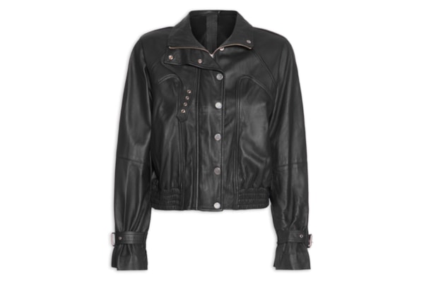 Jaqueta Feminina De Couro Bomber - Preto