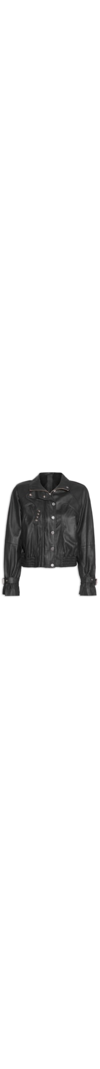 Jaqueta Feminina De Couro Bomber - Preto