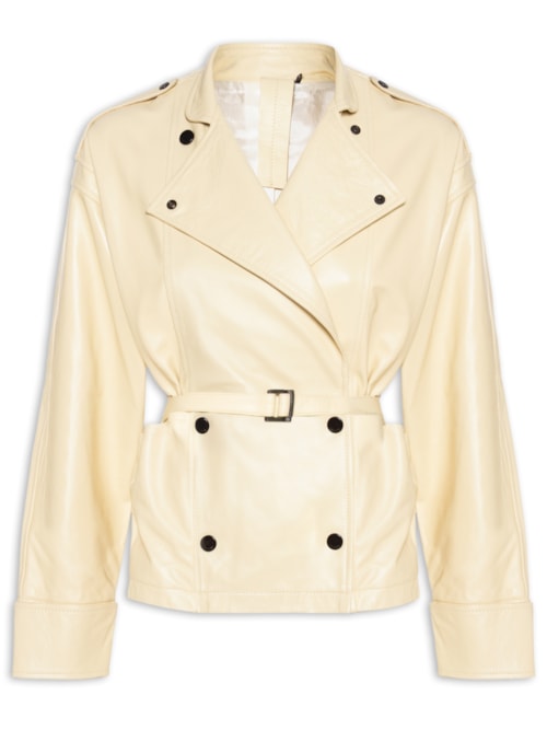 Jaqueta Feminina De Couro Botões Color – Amarelo