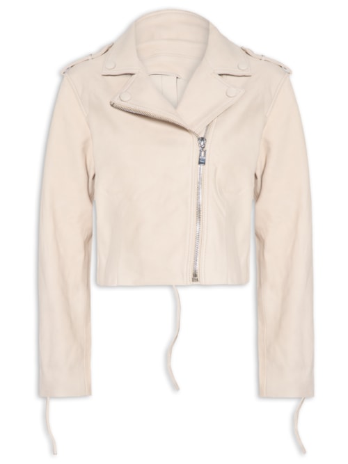 Jaqueta Feminina De Couro Detalhe Ilhoses – Bege
