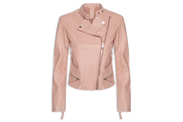 Jaqueta Feminina De Couro Motor Classic - Rosa