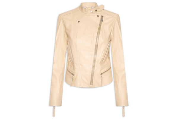 Jaqueta Feminina De Couro Motor Clássica - Amarelo