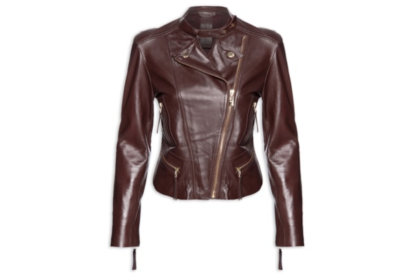 Jaqueta Feminina De Couro Motor Clássica Color - Marrom