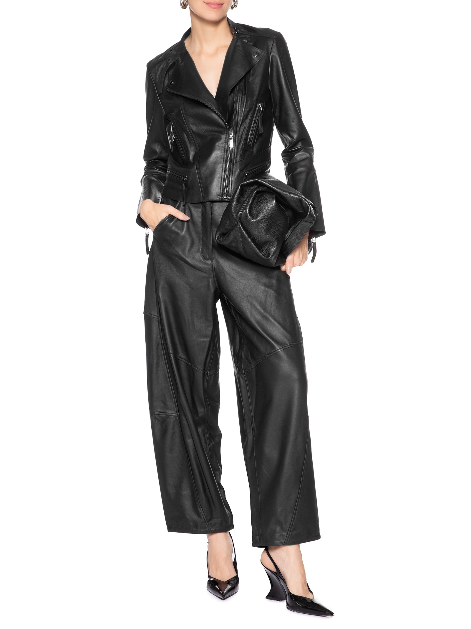 Jaqueta Feminina De Couro Motor Clássica Preto Animale