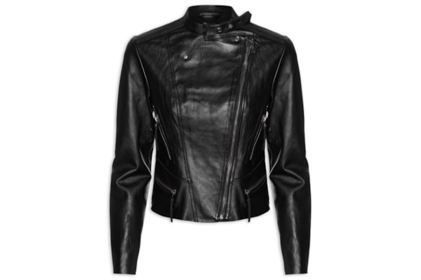 Jaqueta Feminina De Couro Motor Clássica - Preto