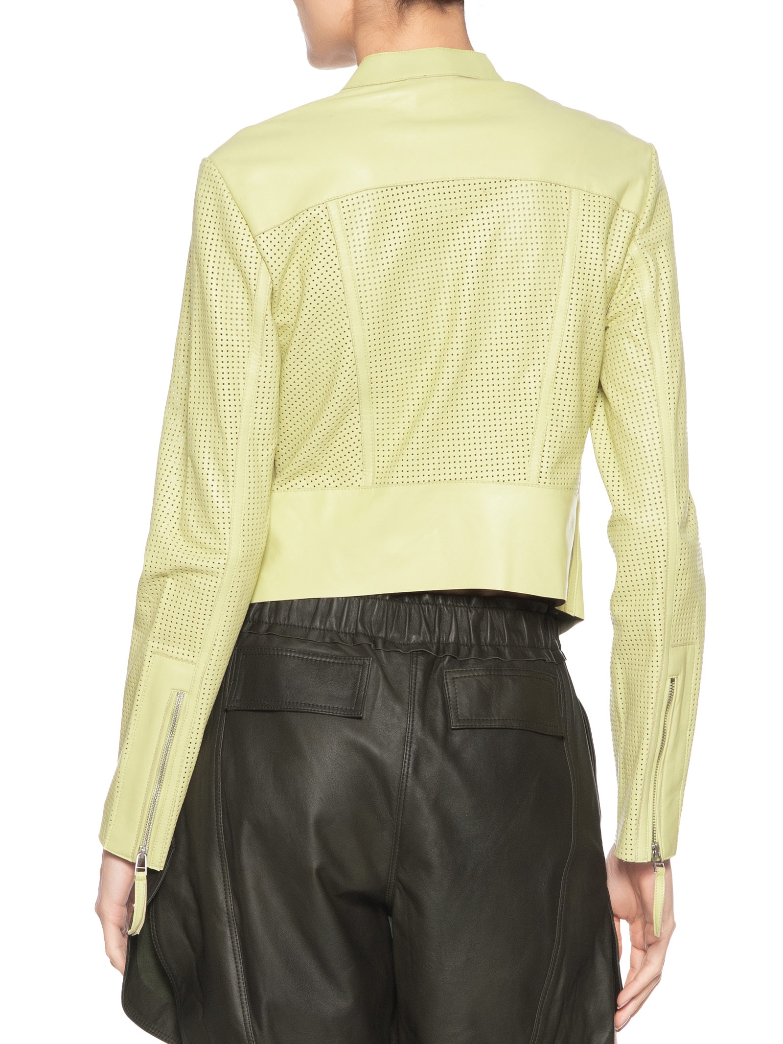 Jaqueta Feminina De Couro Motor Furadinha Verde Animale