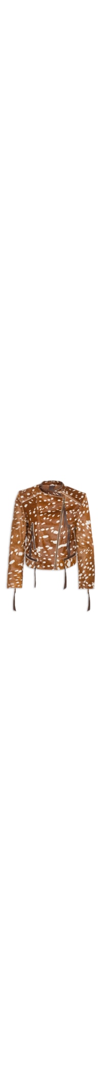 Jaqueta Feminina De Couro Pelo Animal Print - Marrom