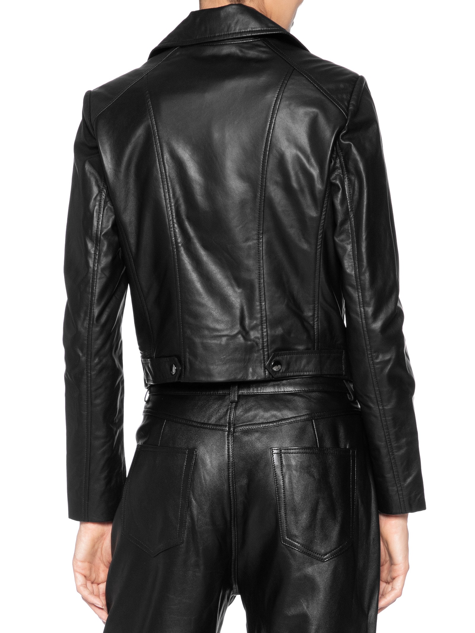 Jaqueta Feminina De Couro Perfecto Classica  Preto Animale