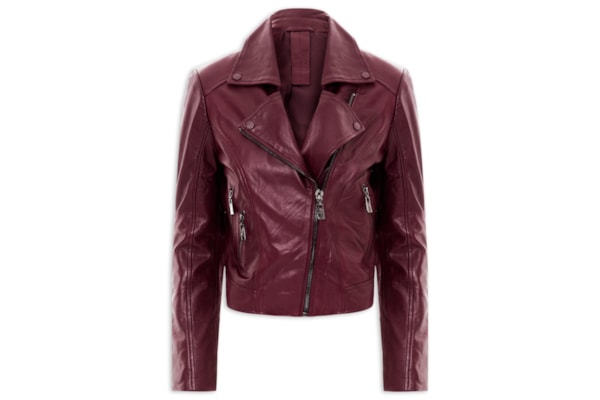 Jaqueta Feminina De Couro Perfecto Clássica - Vermelho