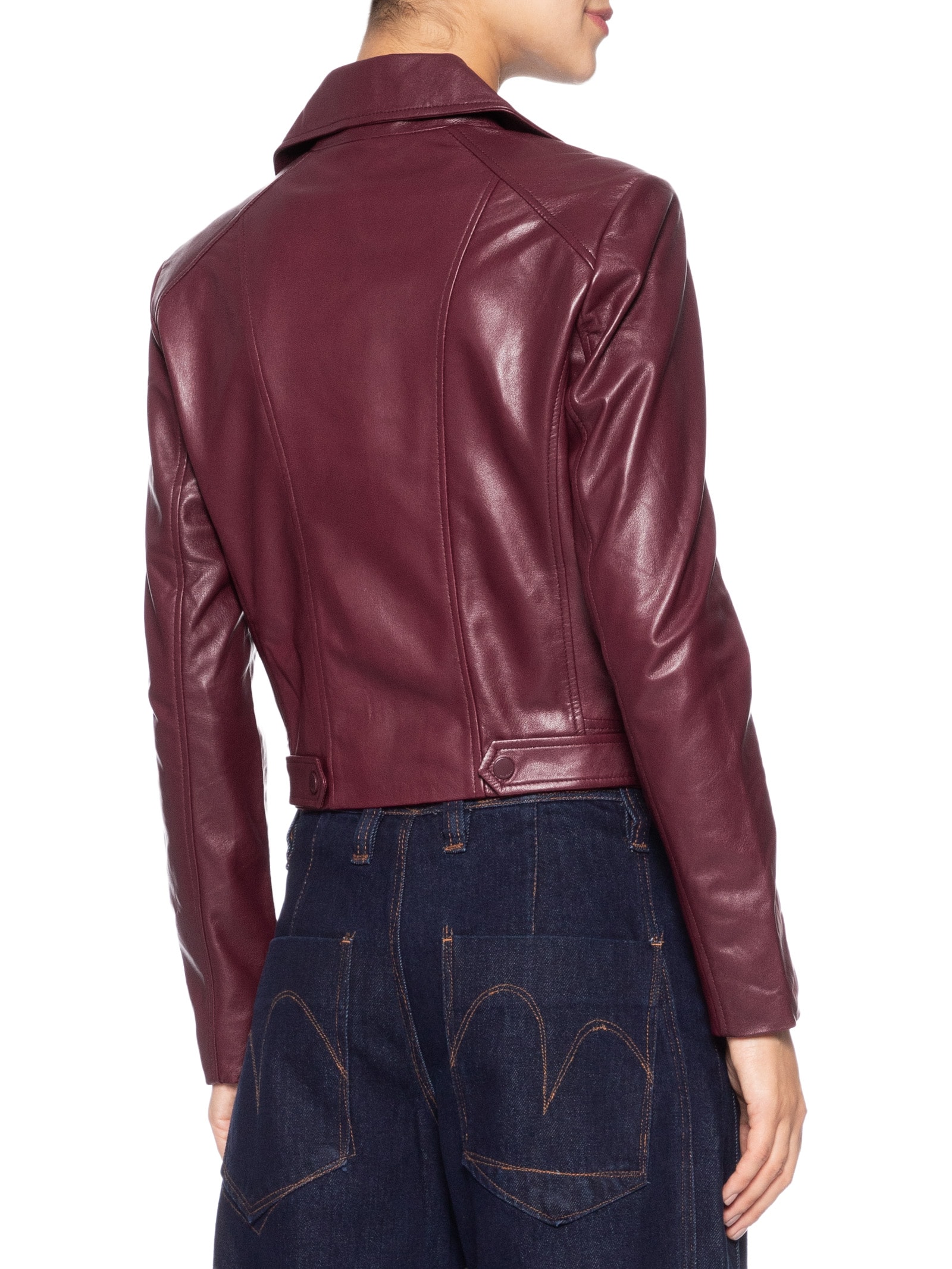 Jaqueta Feminina De Couro Perfecto Clássica Vermelho Animale