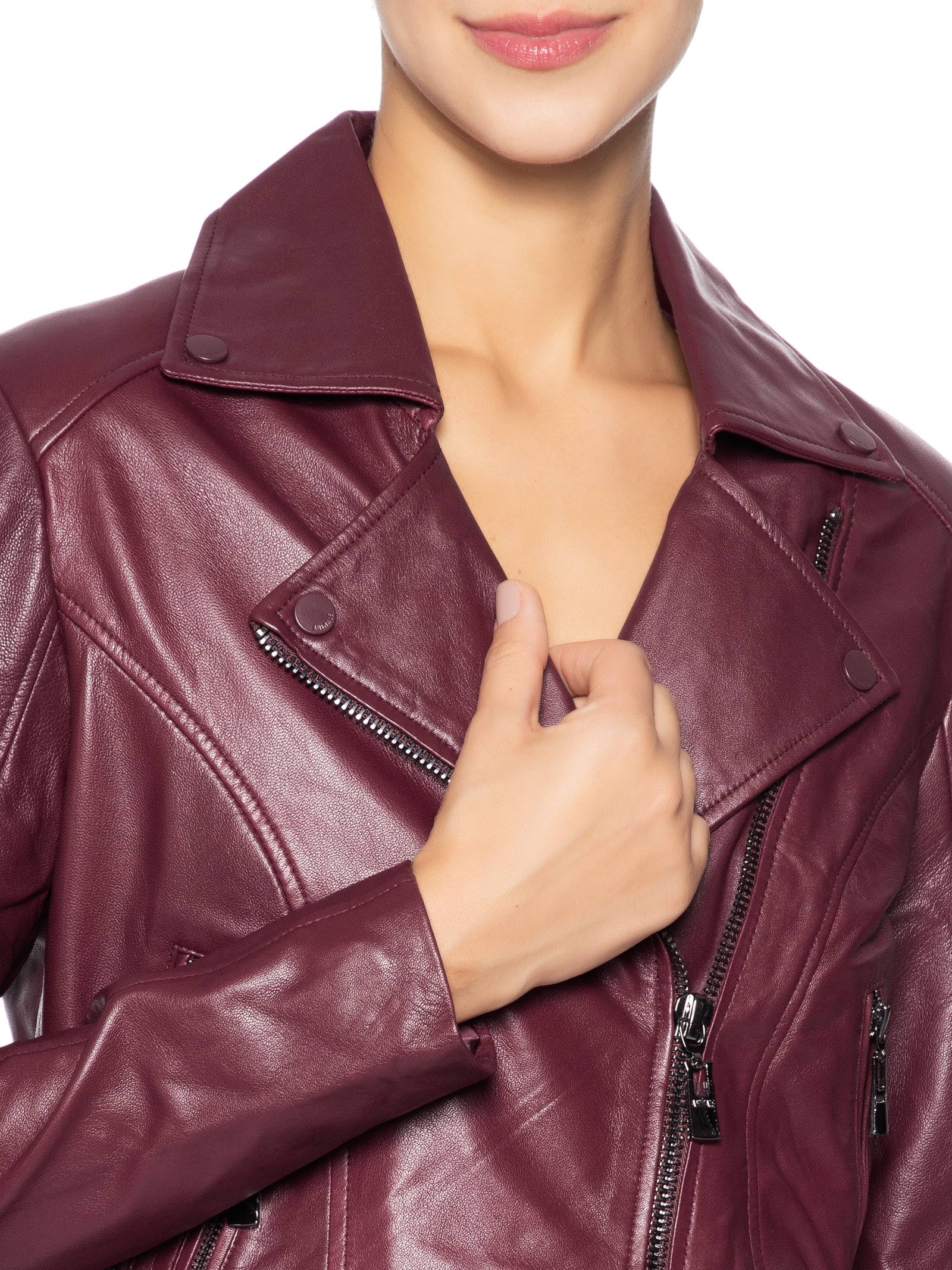 Jaqueta Feminina De Couro Perfecto Clássica Vermelho Animale