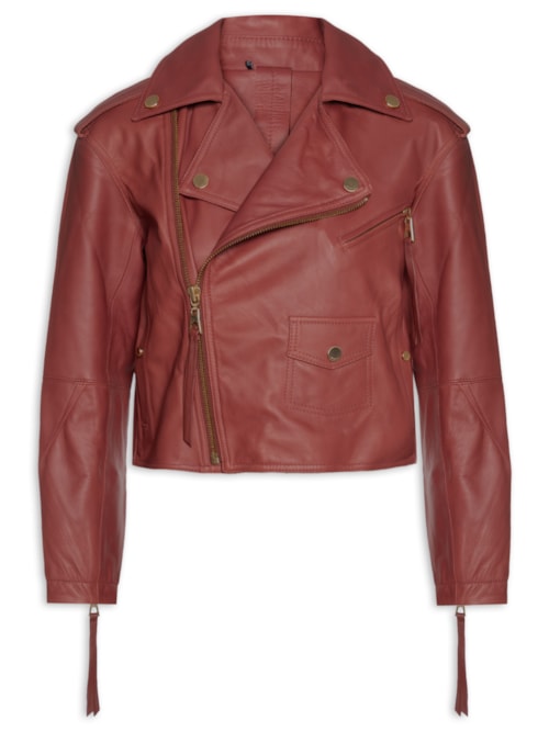 Jaqueta Feminina De Couro Perfecto Foleo – Vermelho