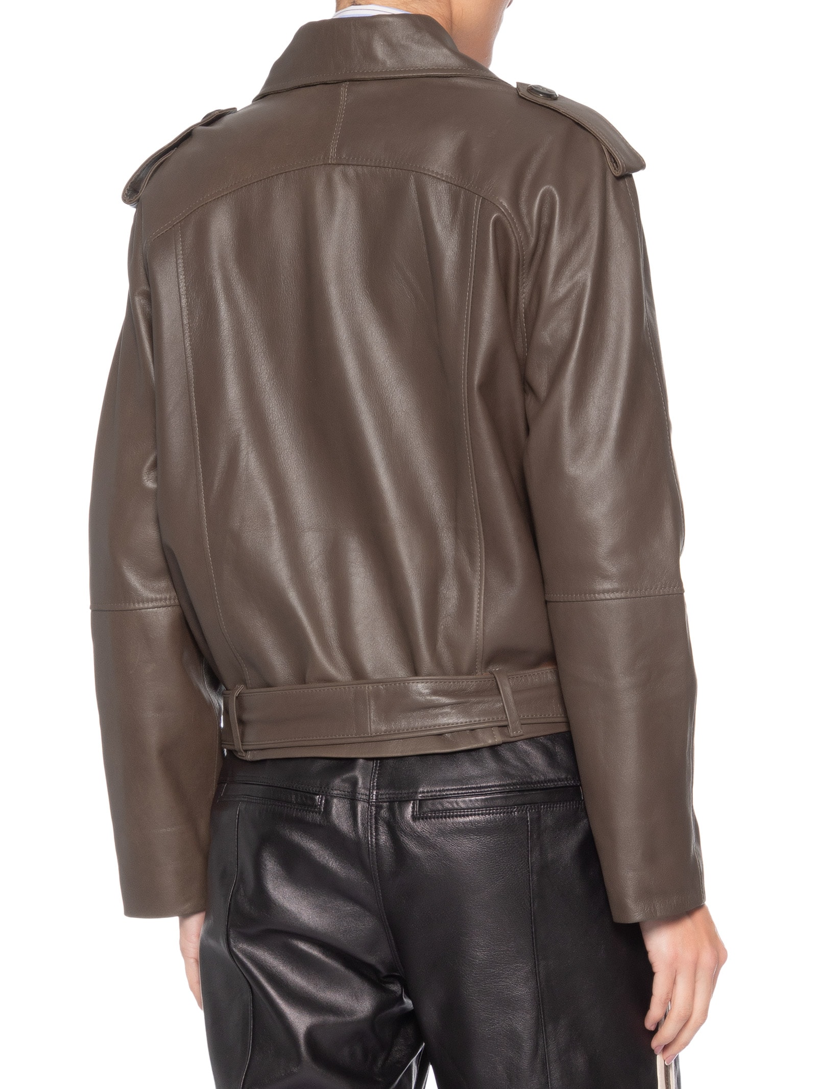 Jaqueta Feminina De Couro Raglan Clássica Marrom Animale