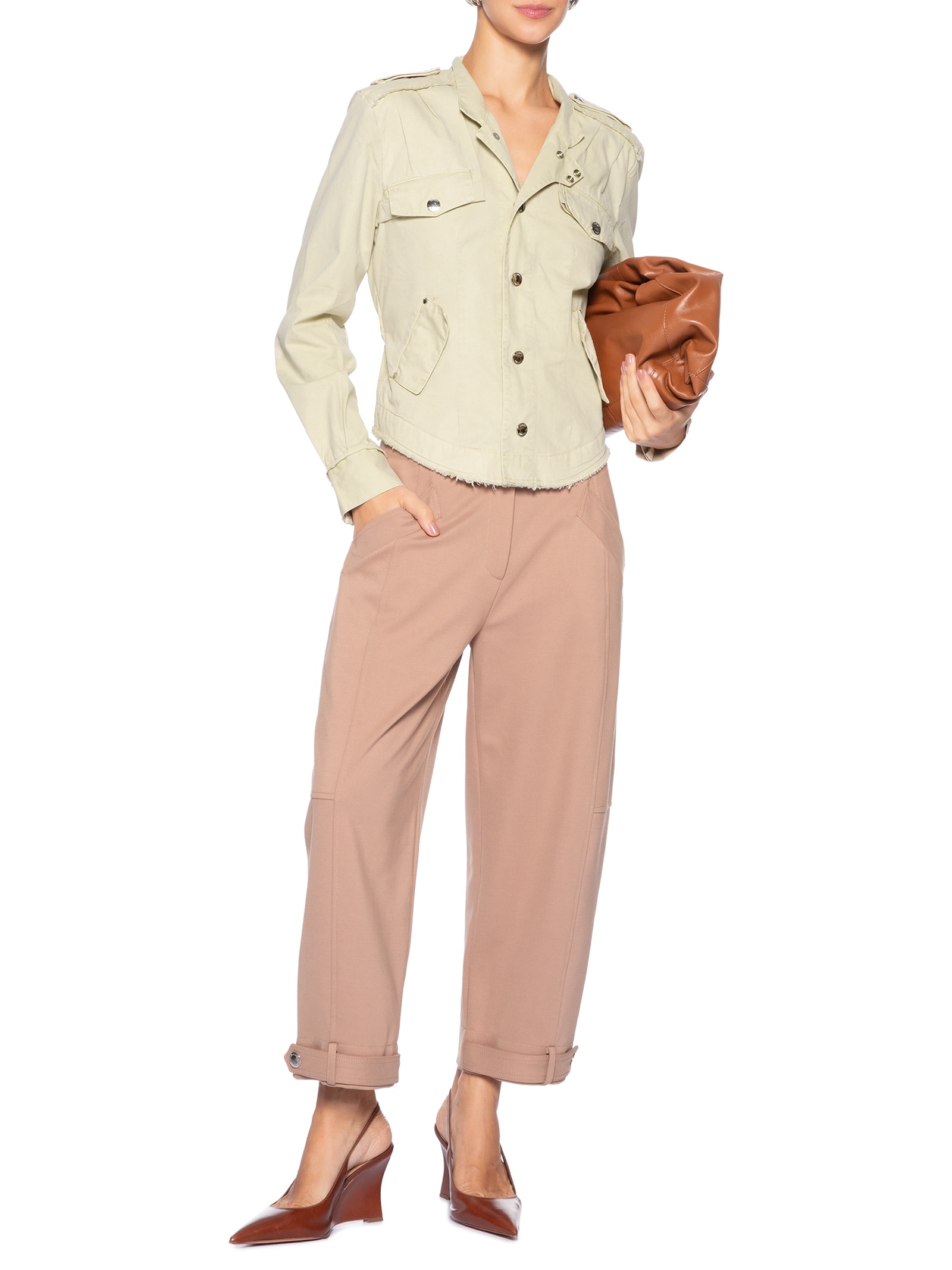 Jaqueta Feminina De Sarja Bege Animale