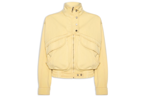 Jaqueta Feminina De Sarja Maxi Bomber Vista - Amarelo