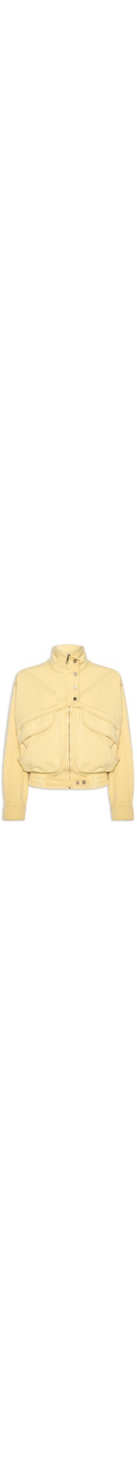 Jaqueta Feminina De Sarja Maxi Bomber Vista - Amarelo