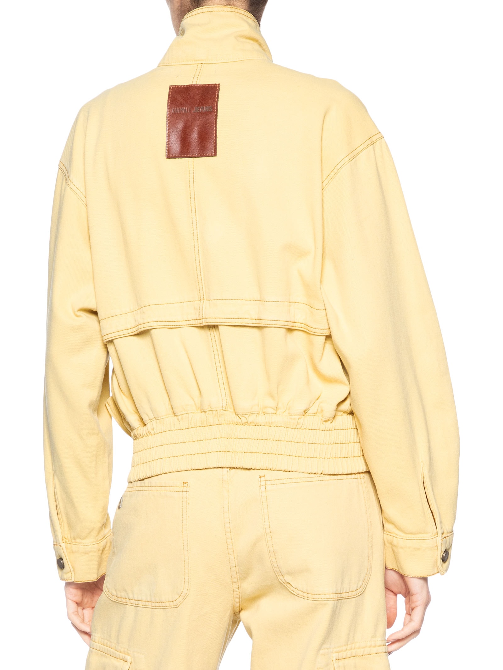 Jaqueta Feminina De Sarja Maxi Bomber Vista Amarelo Animale Jeans