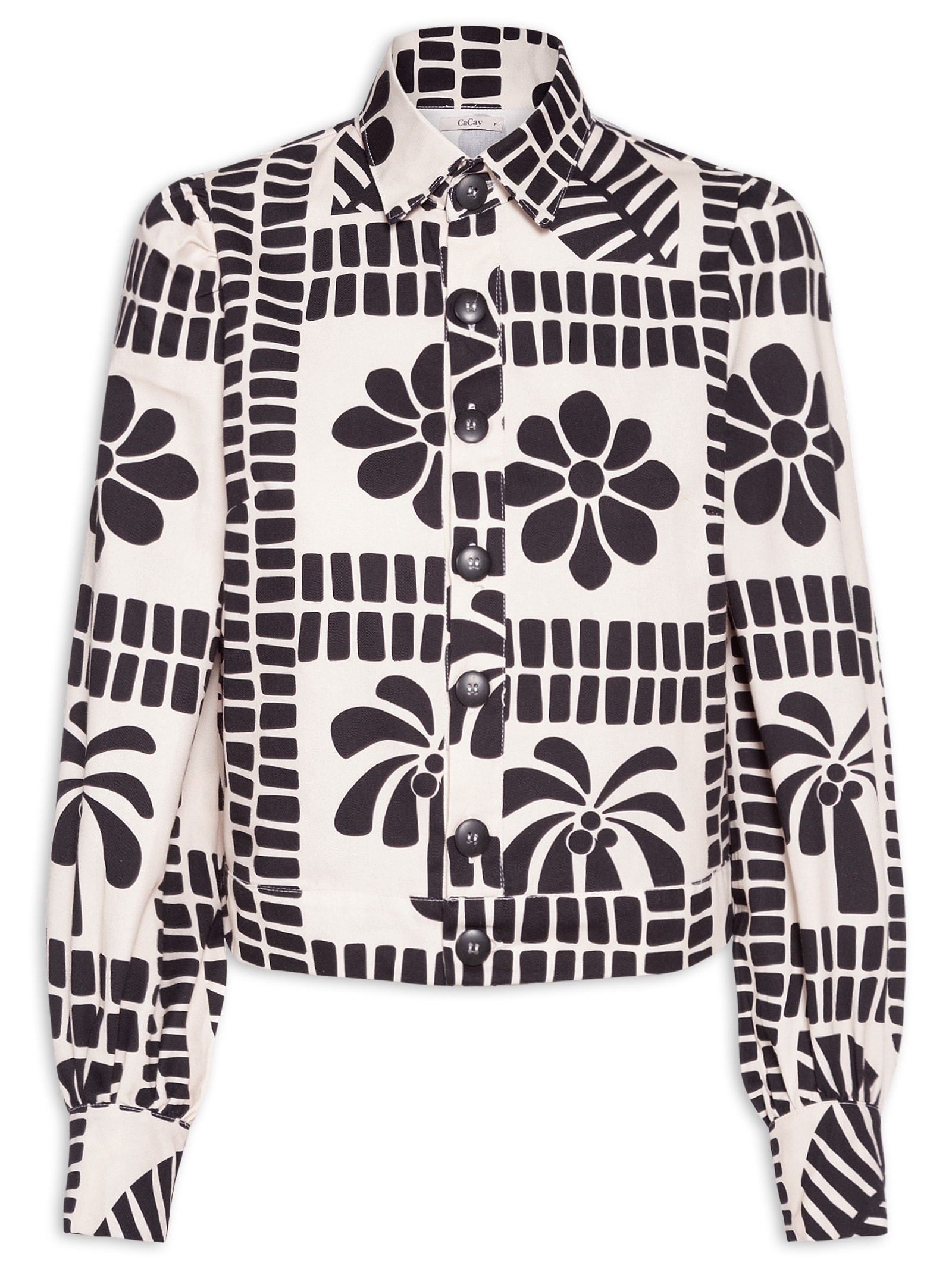 Jaqueta Feminina Detalhe Manga Franzida Off White Cacay