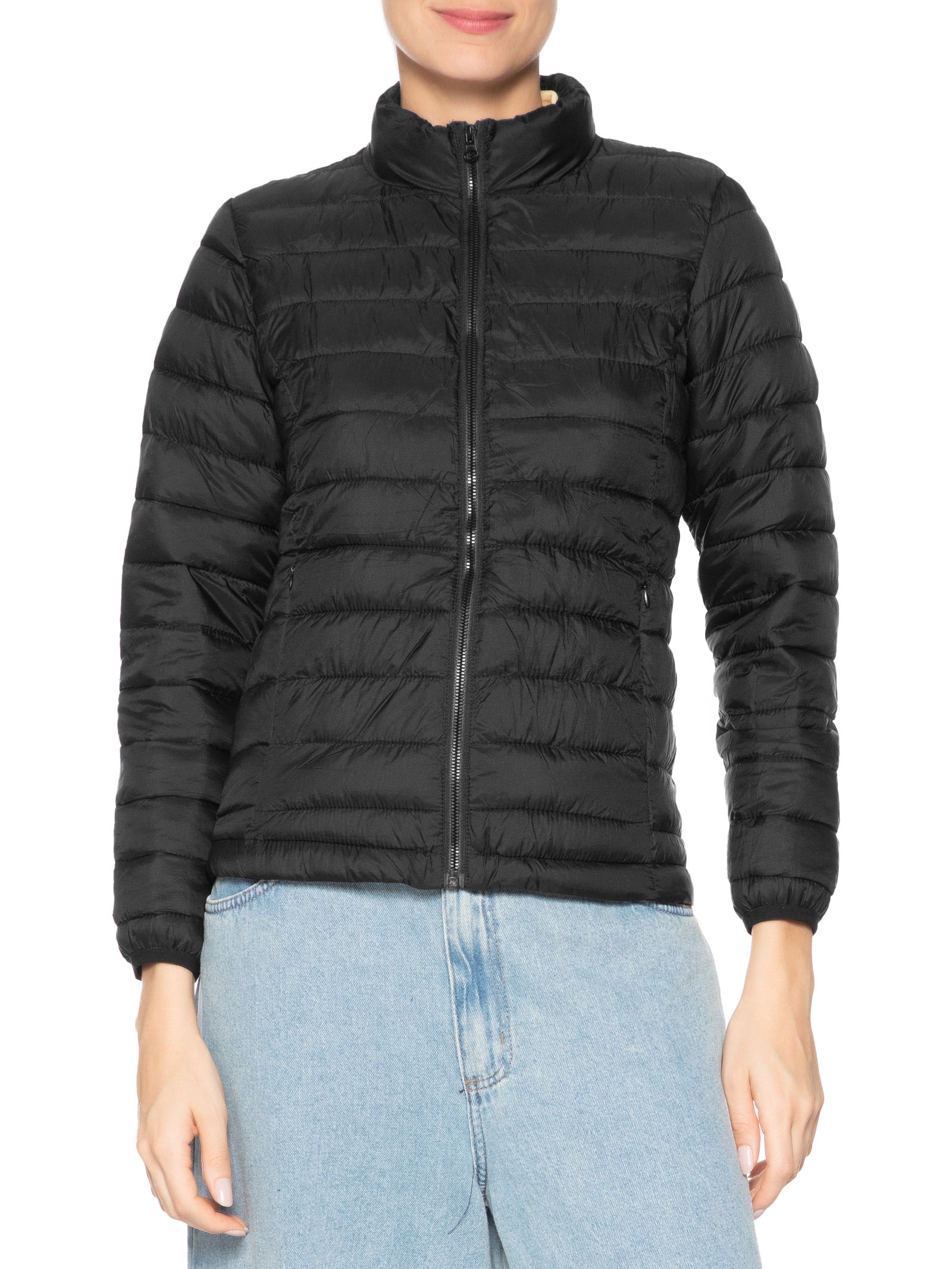 Jaqueta Feminina Dois Em Um Capuz Removível Azul Basiq