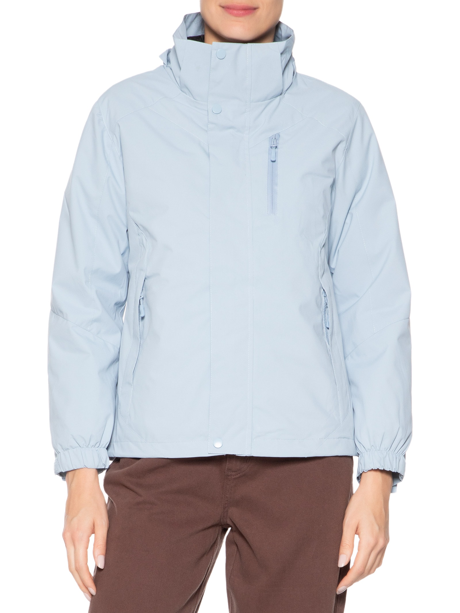 Jaqueta Feminina Dois Em Um Capuz Removível Azul Basiq