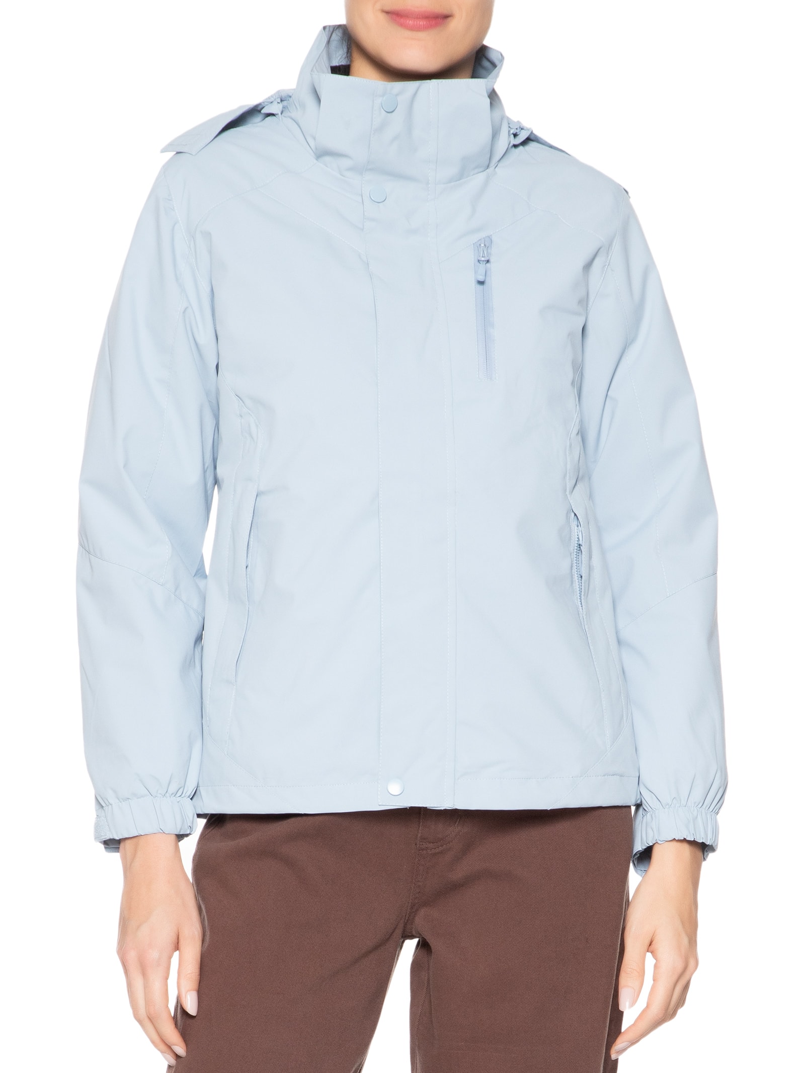 Jaqueta Feminina Dois Em Um Capuz Removível Azul Basiq