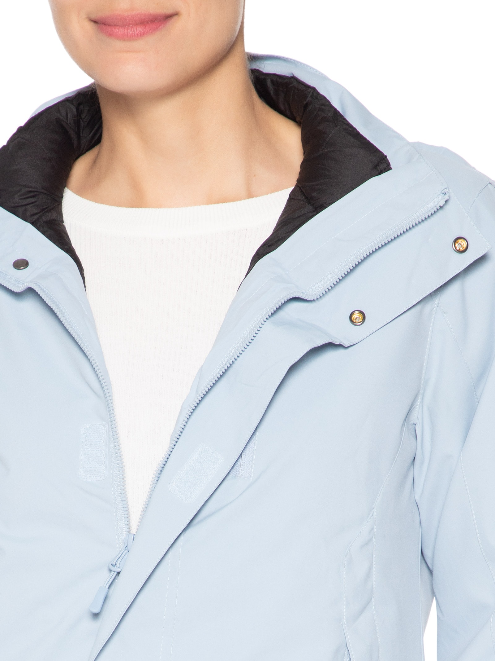 Jaqueta Feminina Dois Em Um Capuz Removível Azul Basiq