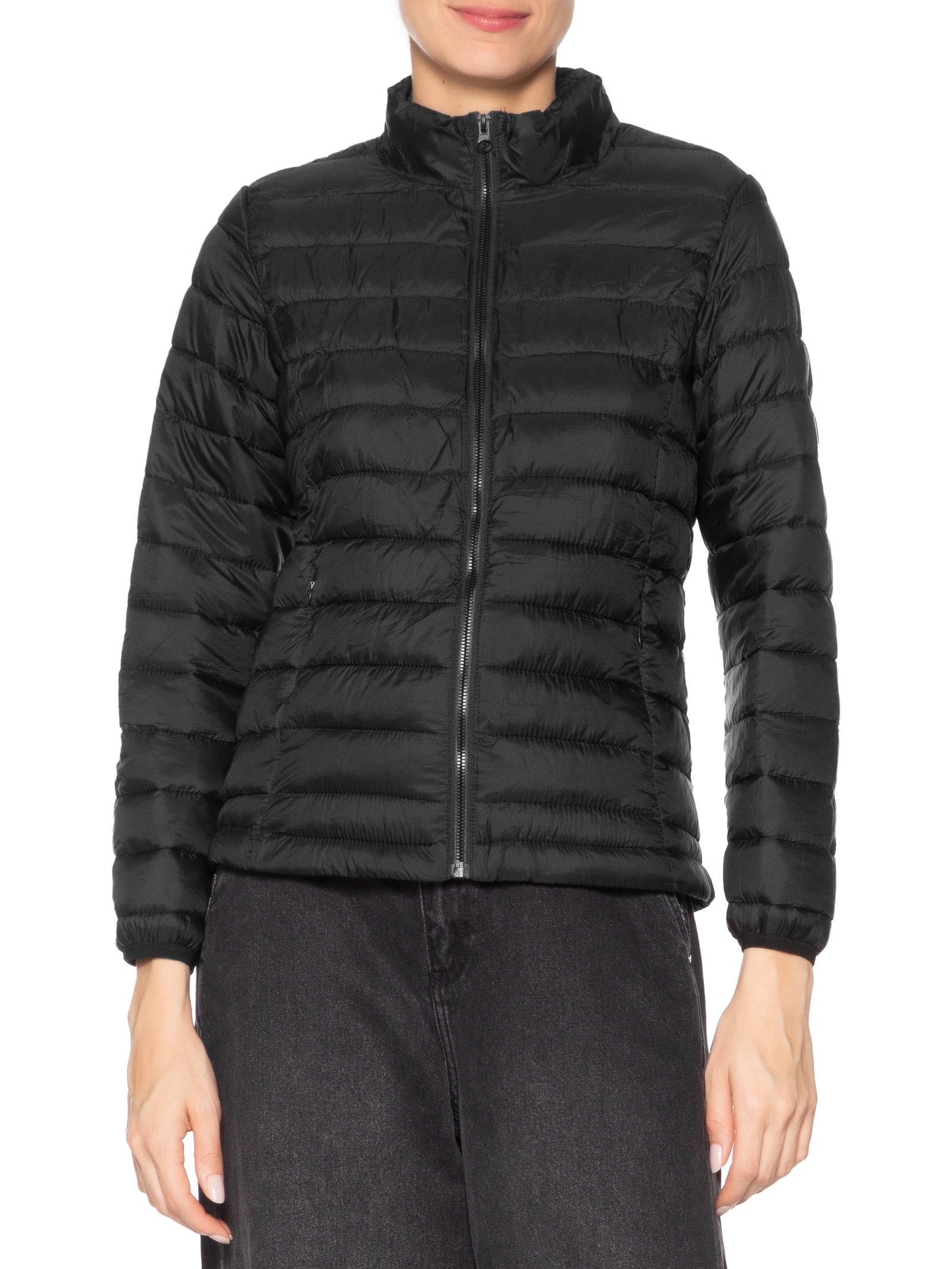 Jaqueta Feminina Dois Em Um Capuz Removível Preto Basiq