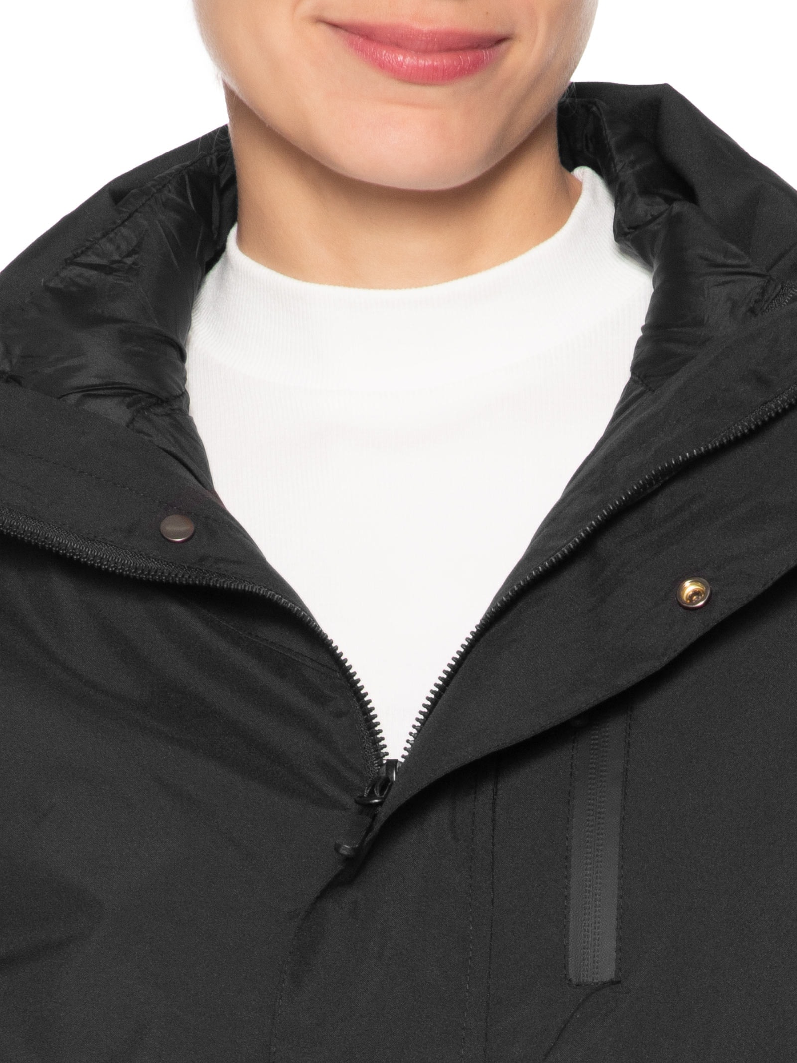 Jaqueta Feminina Dois Em Um Capuz Removível Preto Basiq