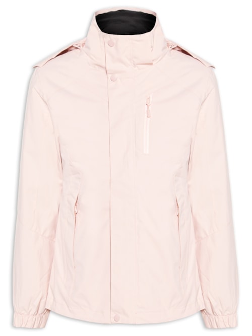 Jaqueta Feminina Dois Em Um Capuz Removível – Rosa